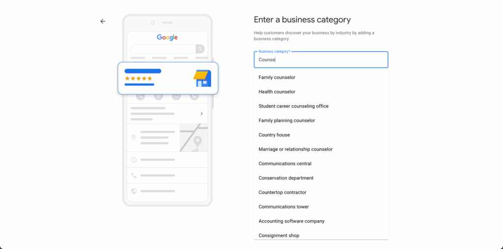 Enter your business category