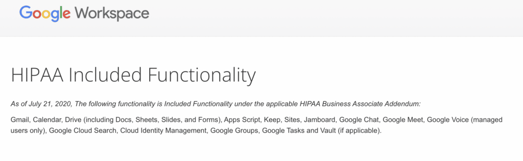 Comparing Google Workspace to Paubox for HIPAA compliant email (2023 update) | HIPAA Included Functionality