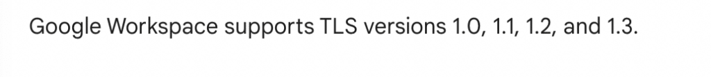 Google allows insecure versions of TLS | Paubox vs. Google Workspace