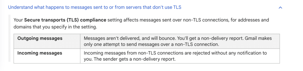 Enforcing strict TLS encryption results in missing email | Paubox vs. Google Workspace