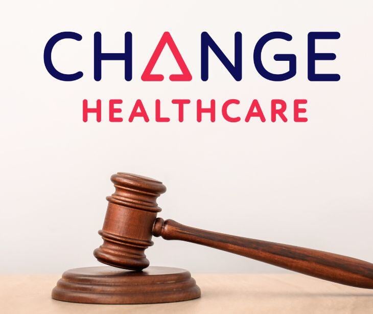 law gavel with change healthcare logo