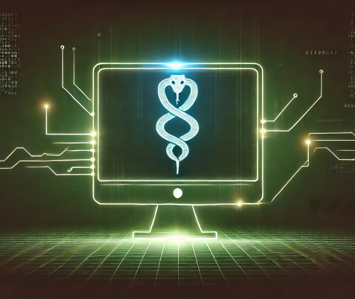 computer with medical symbol