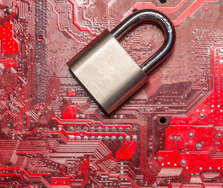 lock on red digital background