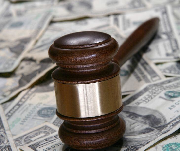 law gavel on money
