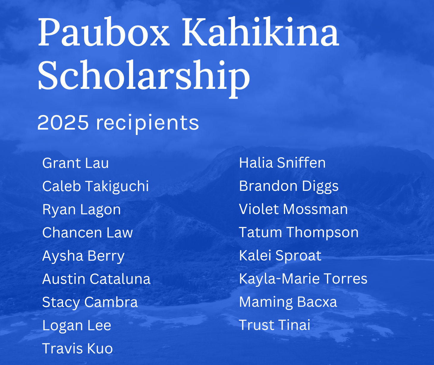 Announcing the 2025 class of Paubox Kahikina Scholarship recipients