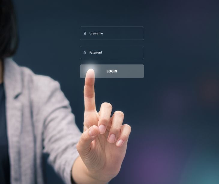 Image of someone logging in. 