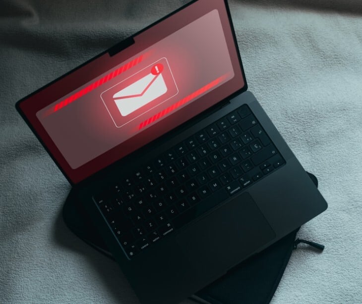 red email icon on laptop