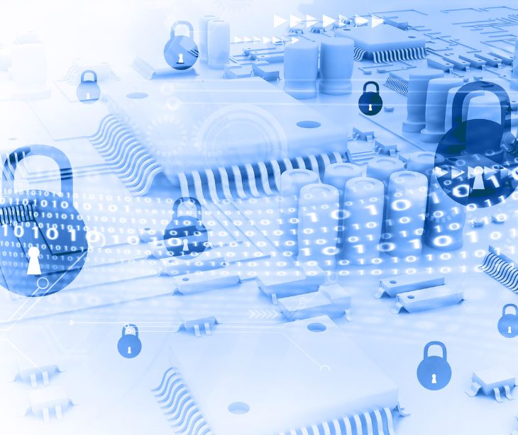 blue digital security icons