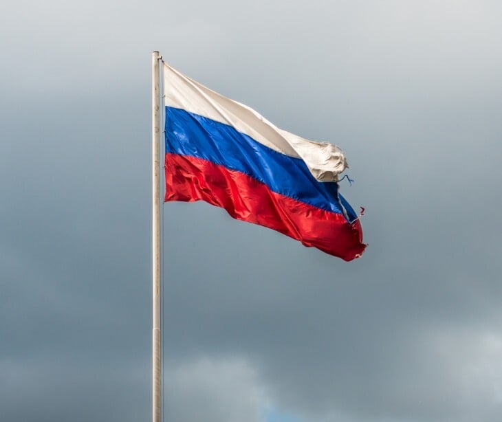 Image of a Russian flag. 
