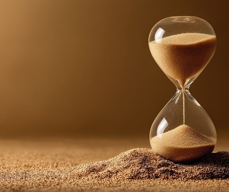 Image of an hour glass. 