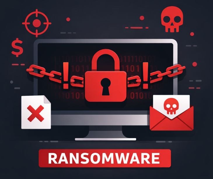 ransomware icons and text
