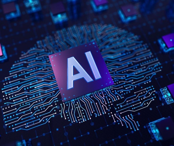 AI icon with brain digital