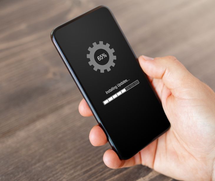 software update on smartphone screen