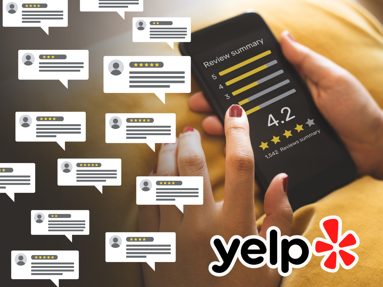 smartphone with yelp review icons