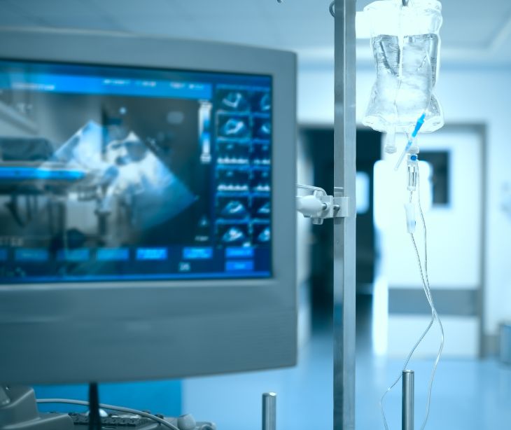 medical device with a screen in hospital