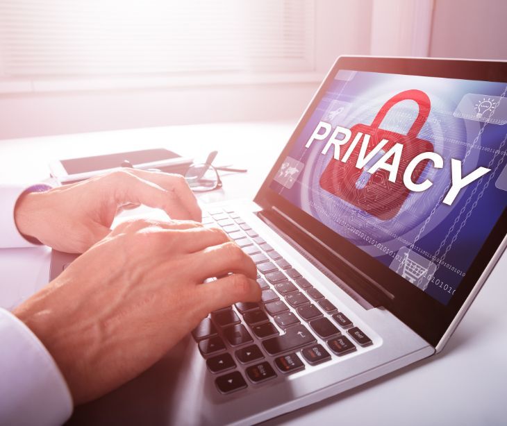 privacy lock on computer screen 