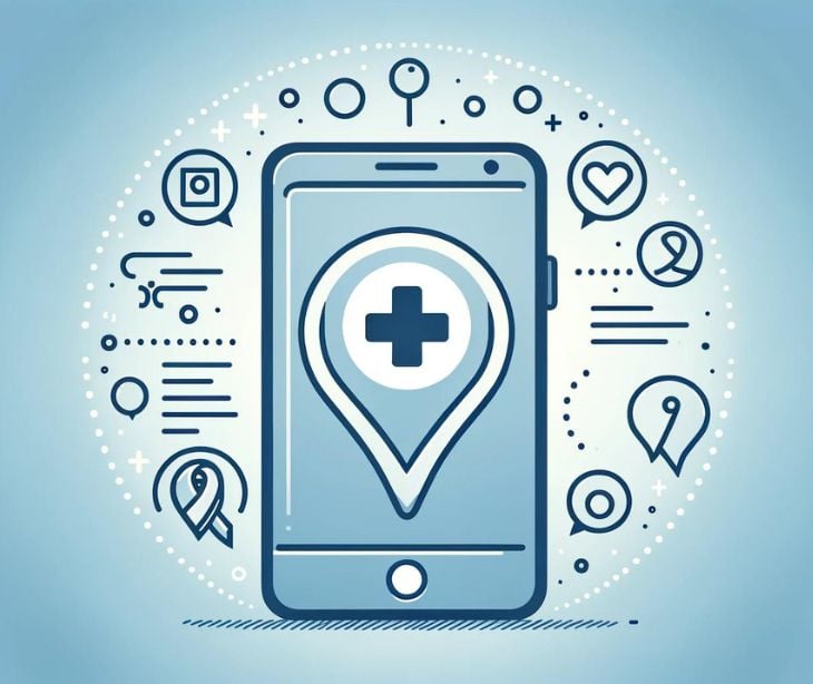 smartphone with medical symbol