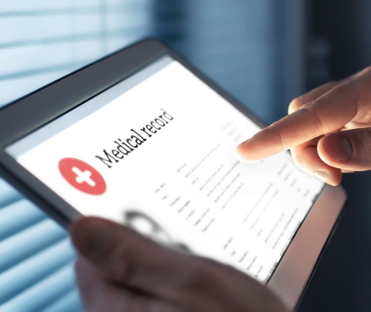 medical records on tablet