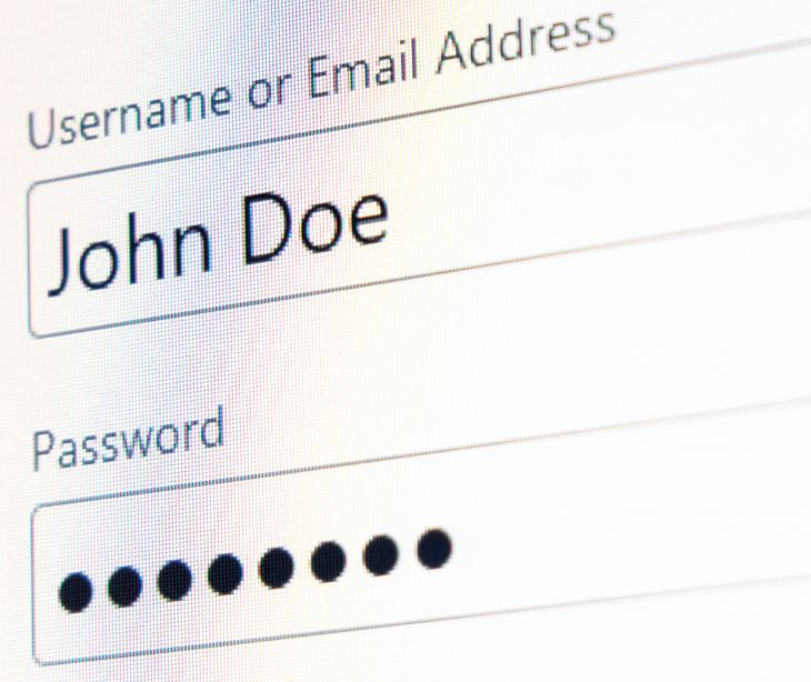 username and password on a computer screen