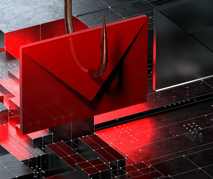 red email envelope on a fish hook