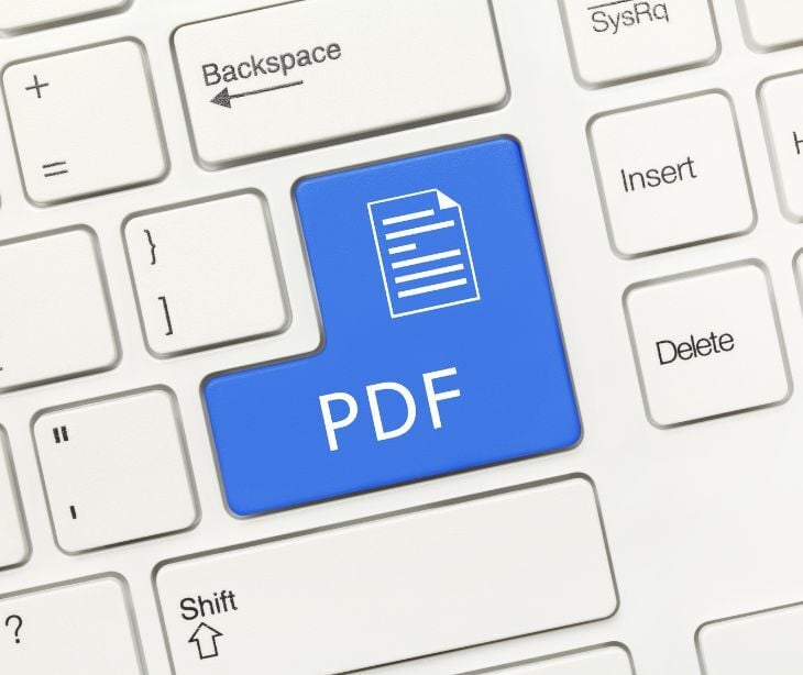 Image of a keyboard with a button that says PDF. 