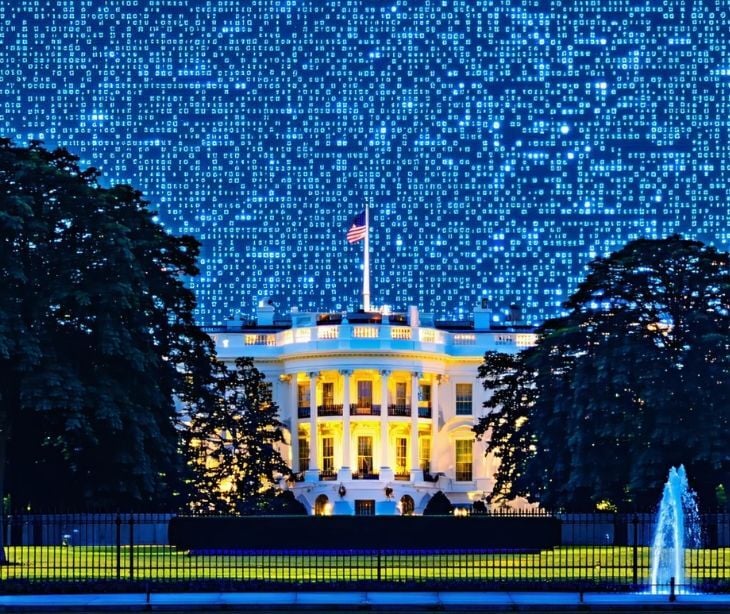 white house on pixelated background