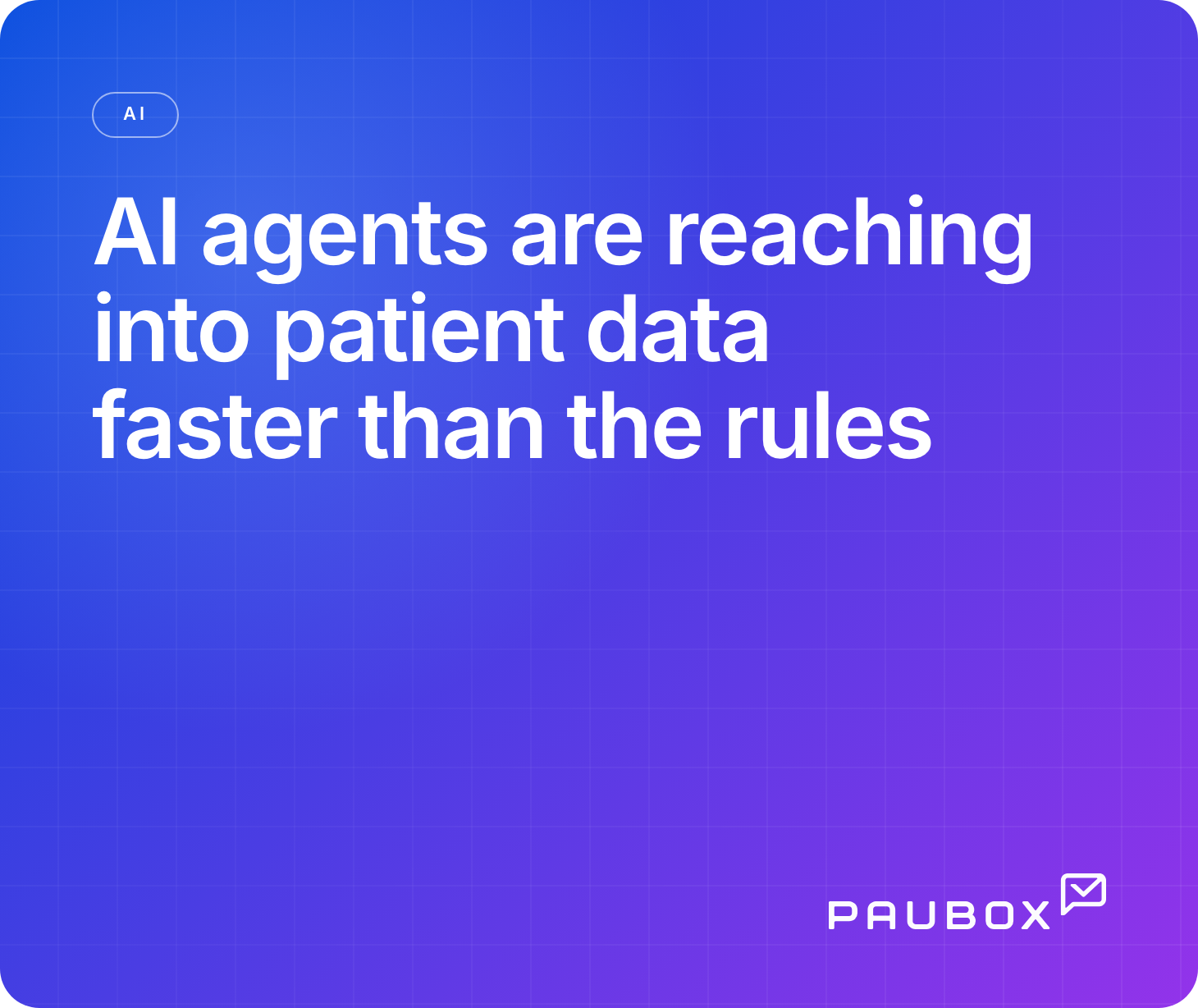Illustration of an autonomous AI agent connecting to a healthcare data system, representing AI access to protected health information.