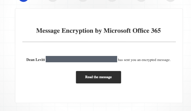 Microsoft 365 encrypted message notification email with a Read the message button